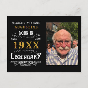 40. Geburtstag Black Gold Retro Foto Postkarte