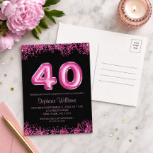 40. Geburtstag Black Pink Balloons Glitzer Party
