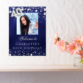 40. Geburtstag blauen Silberstars Foto willkommen Poster