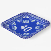 40. Geburtstag Blue Bandana Pappteller (Gewinkelt)