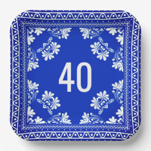40. Geburtstag Blue Bandana Pappteller