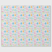 40. Geburtstag Blumenkuchen-Balloons Hut präsentie Geschenkpapier (Flach)