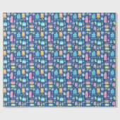 40. Geburtstag Blumenkuchen-Balloons Hut präsentie Geschenkpapier (Flach)