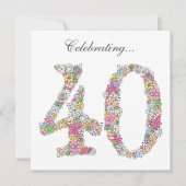 40. Geburtstag Blumennummer 40 Custom Invitation Einladung (Vorderseite)