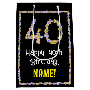 40. Geburtstag: Blumennummer, Individuelle Name, B Mittlere Geschenktüte