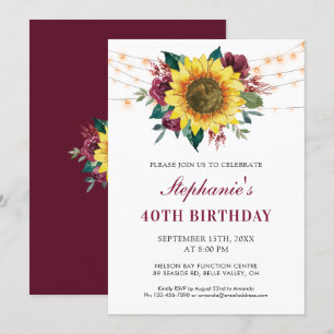 40. Geburtstag Blumenstrauß Party Einladung