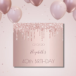 40. Geburtstag blush Rose Gold Glitzer Tropfen Nam Schaumweinetikett