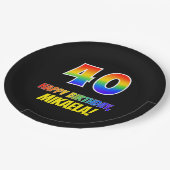 40. Geburtstag: Bold, Fun, Simple, Rainbow 40 Pappteller (Schrägansicht)