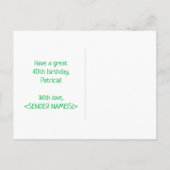 40. Geburtstag: Bold, Fun, Simple, Rainbow 40 Postkarte (Rückseite)