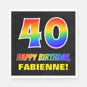 40. Geburtstag: Bold, Fun, Simple, Rainbow 40 Serviette