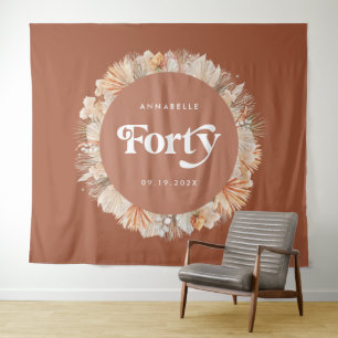 40. Geburtstag botanische Pampas Gras Terrakotta Wandteppich
