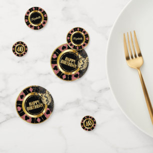 40. Geburtstag Casino Poker Chip - Rose Gold Konfetti