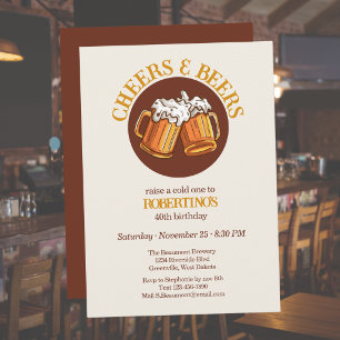 40. Geburtstag: Cheers and Beers Retro für Männer Einladung