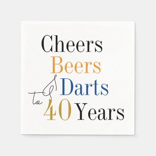 40. Geburtstag Cheers and Biere Darts Blue Serviette (Vorderseite)