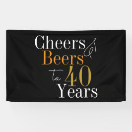 40. Geburtstag Cheers and Bierschwarz Gold Party Banner