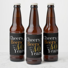 40. Geburtstag Cheers and Bierschwarz Gold Party Bierflaschenetikett