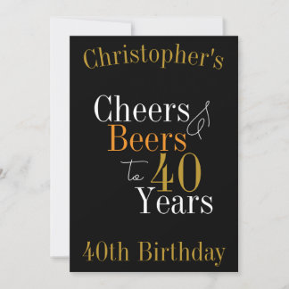 40. Geburtstag Cheers and Bierschwarz Gold Party Einladung