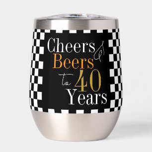 40. Geburtstag Cheers Beers Black and White Karo