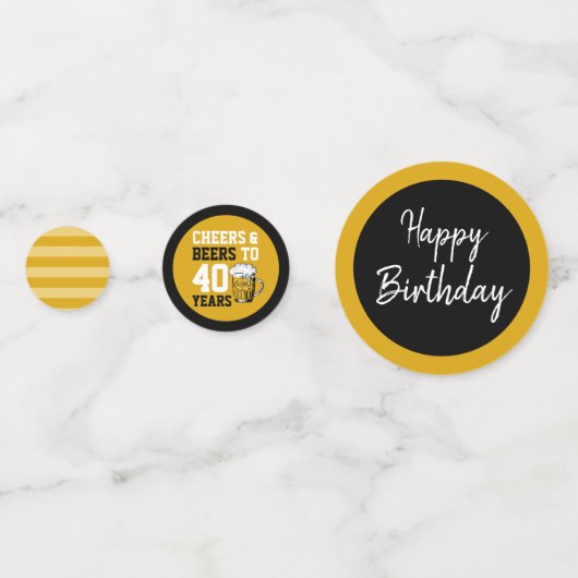 40. Geburtstag Cheers & Biere bis 40 Jahre Konfetti (Rückseiten)
