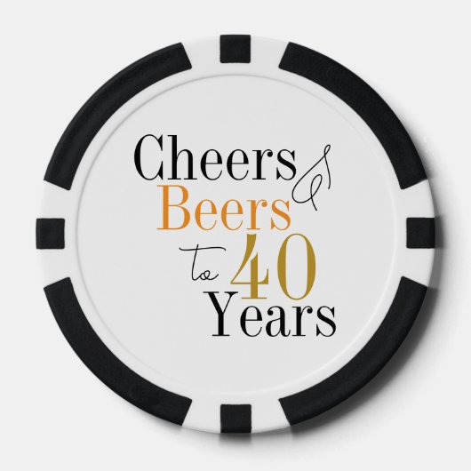 40. Geburtstag Cheers Biere Black and White Party Pokerchips (Vorderseite)