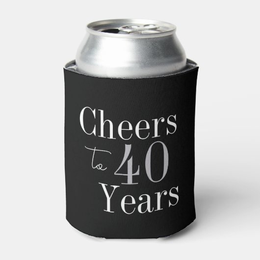 40. Geburtstag Cheers Black Silver Gastgeschenk Dosenkühler (Kanne Vorderseite)