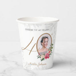 40. Geburtstag Cheers to 40 Jahre Custom Foto Pappbecher