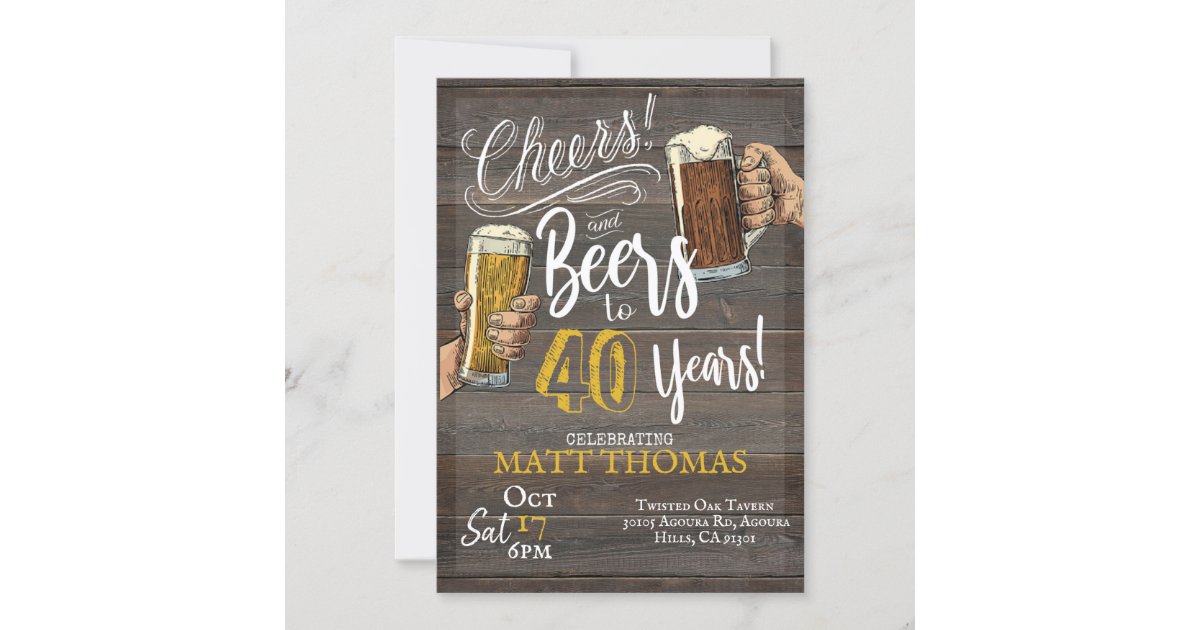 40. Geburtstag, Cheers und Biere Einladung Zazzle.de