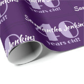 40. Geburtstag Chic Lila Custom Geschenkpapier (Rolleneckpunkt)