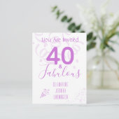 40. Geburtstag Confetti Hot Pink Party Einladung Postkarte (Stehend Vorderseite)