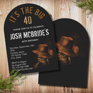 40. Geburtstag Cowboy Hat Boots Maskuline Einladung