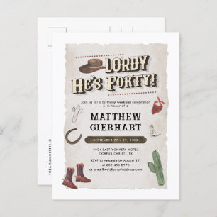 40. Geburtstag Cowboy Rodeo Party Retro Einladungspostkarte