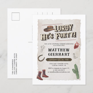 40. Geburtstag Cowboy Rodeo Party Retro Einladungspostkarte