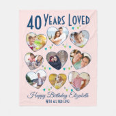 40. Geburtstag Custom Heart Foto Fleece Blanket (Vorderseite)
