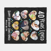 40. Geburtstag Custom Heart Foto Fleecedecke (Vorderseite (Horizontal))