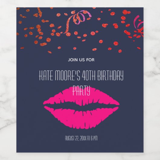 40. Geburtstag Custom Weinetikett (Einzelnes Label)