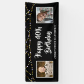 40. Geburtstag Dann & Jetzt Fotos leuchten schwarz Banner (Vertikal)