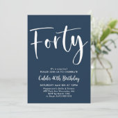 40. Geburtstag der Marine Mens Modernes Blau Einladung (Stehend Vorderseite)