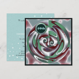 40. Geburtstag Digitale Kunst in Grün und Rot Einladung