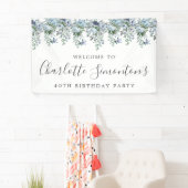 40. Geburtstag Dusty Blue Floral Willkommen Banner (Insitu)