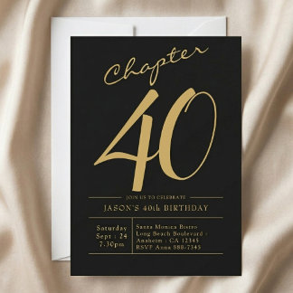 40. Geburtstag Ehemann 40 Jahre Schwarz-Gold-Party Einladung