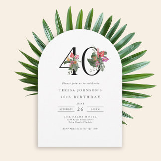 40. Geburtstag Einfache Elegante Tropische Einladu Einladung