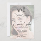 40. Geburtstag Einfaches Elegantes Foto Einladung (Vorderseite)
