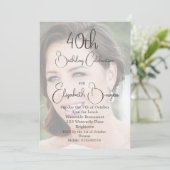 40. Geburtstag Einfaches Elegantes Foto Einladung (Stehend Vorderseite)