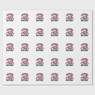 40. Geburtstag Einhorn Vintage Engraving Design_1 Geschenkpapier