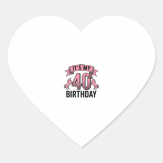 40. Geburtstag Einhorn Vintage Gravur Design_1 Herz-Aufkleber