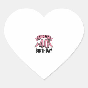 40. Geburtstag Einhorn Vintage Gravur Design_1 Herz-Aufkleber