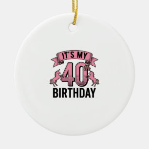 40. Geburtstag Einhorn Vintage Gravur Design_1 Keramik Ornament