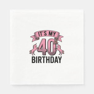 40. Geburtstag Einhorn Vintage Gravur Design_1 Serviette