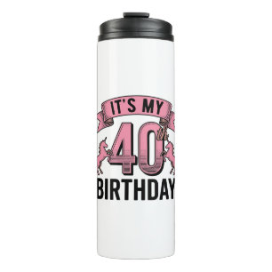 40. Geburtstag Einhorn Vintage Gravur Design_1 Thermosbecher