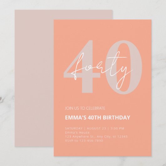 40. Geburtstag Einladung (Vorne/Hinten)